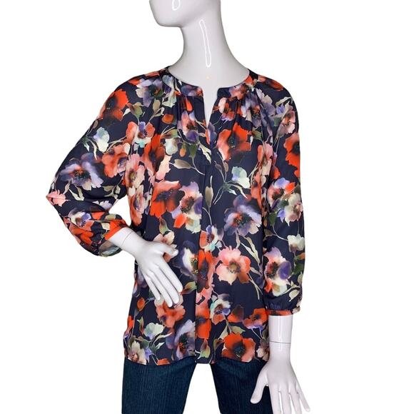 WILLI SMITH  Top Floral Print 3/4 Sleeve Pullover Size M - Picture 1 of 8
